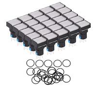 Mini Interruptor Pulsador Industrial, Auto Bloqueo, 5A, Luz Indicadora, AC DC12V, Set de 25 Piezas - Larga Vida Útil, Material ABS Resistente, Control Versátil