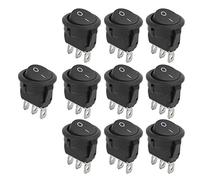 Mini Interruptores Basculantes de 10 Piezas de 23 Mm, Interruptor Basculante Redondo de 3 Pines Y 2 Posiciones, Mini Interruptor de Encendido Y Apagado de Barco Negro, Plástico Para Uso Industrial