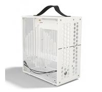 Mini ITX PC Gaming Case, Caja de Computadora de Escritorio DIY con Panel Transparente, 23x20,5x12 Cm, Caja de Flujo de Aire Hueco Abierto de 360 Grados (White)