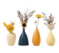 Mini Jarrones de Colores Cerámica Juego de 4 Duradero Modernos Decorativos Pequeño para Hogar Oficina Flores Ceramica de Morandi Colores Minimalista