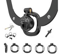 Mini jaula de entrenamiento para hombre Comfort Resin con cintura ajustable y cuatro anillos de fijación de diferentes tamaños-ESL07 (Negro, 16D-2)