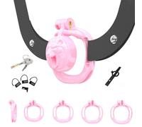 Mini jaula de entrenamiento para hombre Comfort Resin con cintura ajustable y cuatro anillos de fijación de diferentes tamaños-ESL07 (Rosa, 16D-1)