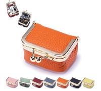 Mini Jewelry Case, Mini Coin Purse, Leather Mini Jewelry Box,Organizer for Women,Mini Jewelry Travel Case,jewelry Case Organizer With Kiss Lock for Ring Earring Necklace, Chic Mini PU Leather Wallet F