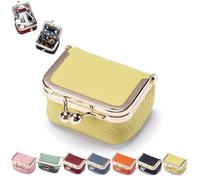 Mini Jewelry Case, Mini Coin Purse, Leather Mini Jewelry Box,Organizer for Women,Mini Jewelry Travel Case,jewelry Case Organizer With Kiss Lock for Ring Earring Necklace, Chic Mini PU Leather Wallet F