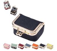 Mini Jewelry Case, Mini Coin Purse, Leather Mini Jewelry Box,Organizer for Women,Mini Jewelry Travel Case,jewelry Case Organizer With Kiss Lock for Ring Earring Necklace, Chic Mini PU Leather Wallet F