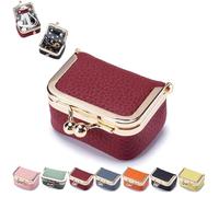 Mini Jewelry Case, Mini Coin Purse, Leather Mini Jewelry Box,Organizer for Women,Mini Jewelry Travel Case,jewelry Case Organizer With Kiss Lock for Ring Earring Necklace, Chic Mini PU Leather Wallet F