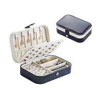 Mini joyería de joyería de almacenamiento organizador de almacenamiento Estuche de embalaje Pendiente portátil Anillo Anillo Organizador de joyería(Deep Blue)