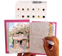 Mini juego de acuarela, suministros para colorear de dibujo, kit portátil de acuarela, actividad artística, selección de pigmentos vibrantes, paquete de manualidades para niños y adultos, suministros