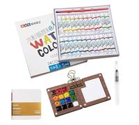 Mini juego de acuarelas, 24 colores, 15 cuadrículas, paleta portátil, paletas de acuarelas, mini acuarela, juego de viaje con clips de encuadernación para pintores, artistas y estudiantes