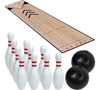 Mini juego de bolos, juego de bolos para interiores y exteriores, juego de bolos con carril, pines de bolos y juego de bolas, juego completo de bolera para familiares y amigos