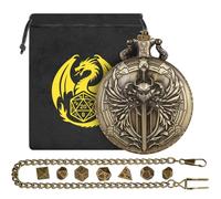 Mini juego de dados DND con carcasa de reloj de bolsillo Steampunk Paladin, juego de iniciación DND, juego de 7 dados poliédricos de metal, regalos DND & Warhammer con bolsa de regalo, accesorios de