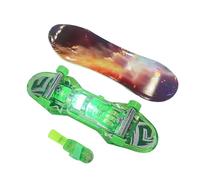 Mini juego de diapasón: patín de dedo con luz LED, herramienta de patinaje creativa, monopatín de dedo portátil, kit de entrenamiento de trucos de rampa | ToyLight Up Skateboard con material resistent