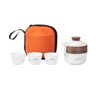 Mini Juego De Tetera Cerámica For Viaje, China Porcelana Kung Fu, 2 Tazas, Portátil, Todo En Una Bolsa, Infusor Taza Té Gongfu, Juegos, Kungfu For El Hogar Y Al Aire Libre