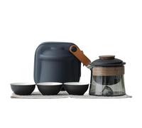 Mini Juego De Tetera De Cerámica For Viajes, 1 Tetera Y 3 Tazas, Taza Té De Cerámica Con Estuche De Transporte, Tetera Portátil China De Kung Fu, Juego De Té Chino Portátil For Picnic(Black)