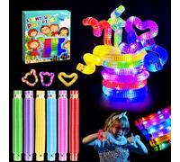 Mini Juguetes Sensoriales de Tubos Pop, 12 Piezas Tubo Pop Luminoso Tubo Elástico Multicolor Juguete Educativo, Tubos Sensoriales Niños, Brillo en la Oscuridad Artículos de Fiesta