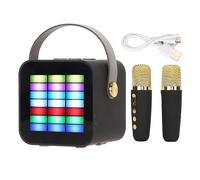 Mini Karaoke para Niños, Altavoz Inalámbrico de Efectos con 2 Micrófonos para Party Machine BT 5.3 Iluminación LED
