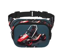 Mini Kart - Riñonera cuadrada de doble capa para actividades al aire libre como deportes, viajes, senderismo, ciclismo, Black, Talla única