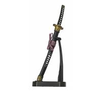 Mini katana con peana tole10 imperial, mango pvc, tamaño total de 19,