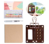 Mini Kit Acuarelas para Llevar de Viaje con Clips de Encuadernación Pinceles de Acuarela y Cuaderno de Acuarela para Pintores Artistas Estudiantes
