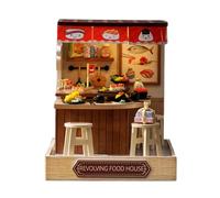 Mini kit de construcción de casa, decoración del hogar en miniatura con luz | Kit de manualidades hecho a mano para adultos y niños, sala de estar, dormitorio, cocina, oficina, estante interior