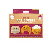 Mini kit de ganchillo de pastelería - Trío de postres de ganchillo para principiantes | Haz croissant, cupcake y macaron | Kit completo de manualidades con gancho e hilo | A partir de 6 años