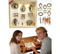 Mini kit de marco de caja de sombra de museo con luz, mini marcos y figuras doradas, elegante decoración de recuerdo para bodas y adorno del hogar