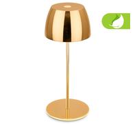 BRILONER - Mini lámpara LED de sobremesa inalámbrica IP44 con tacto, infinitamente regulable, batería recargable y fuente de luz intercambiable, lámpara de mesilla de noche, 8x20 cm, oro brillante