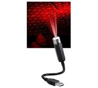 Mini lámpara de proyección LED negra, noche de estrella, proyector de estrellas USB para techo de coche, luz nocturna, mini lámpara de proyección LED de estrellas, luces nocturnas (luz roja)