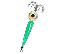 Mini lámpara de señuelo de Calamar LED con 12 anzuelos, Equipo de luz de señuelo de Pesca Jig Forma de Ojo Pesca atraer lámpara de Pesca Aparejos de, Verde
