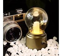 Mini lámpara LED vintage con forma de bombilla, decoración de habitación, lámpara inalámbrica estilo retro con batería recargable USB, interruptor clásico, luz portátil para sala de estar, dormitorio,