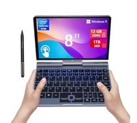 Mini laptop de 8 pulgadas, pantalla táctil HD, portátil 2 en 1, Windows 11 Pro pequeña laptop para negocios y estudiantes, Intel N100 12 GB LPDDR5 1TB M.2 SSD, Wi-Fi 6, cámara BT5.2 de 2 MP, sensor G,