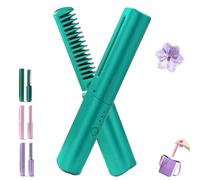 Mini Latest Hairdressing Comb, Dual Purpose Ceramic Hairdressing Comb Smooth, Frizz-Free Hair Anytime with Portable 2-in-1 Touch-Up & Adjustable Heat (Green)