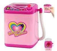 Mini lavadora de lavadora, limpiador de cepillo de maquillaje lindo de 4 pulgadas, mini licuadora de belleza automática, juguete de maquillaje con baterías para niñas, damas, sin lavado de baterías