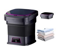 Mini lavadora plegable, 13 litros, portátil, 3 programas de lavado, con manguera de drenaje, asa y ventosa para ropa interior, calcetines, lavadora pequeña, color negro