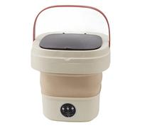Mini Lavadora Plegable, Lavadora Portátil Automática 6L Deshidratador incorporado Lavadora de cubo pequeño plegable con centrifugado suave para Apartamento, Calcetines, Bebé (Color café con leche)