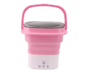 Mini Lavadora Portátil, Mini Lavadora Plegable con Adaptador de Drenaje, Motor de Alta Velocidad para Ropa Ligera y Delicada/RV Camping/Apartamento/Dormitorio(rosa UE)
