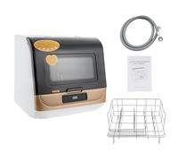 Mini lavavajillas, 800 W, IPX1, lavavajillas de mesa con 3 programas de lavado, pequeño, para oficina, camping, caravana, espacio para 12-20 cubiertos, 45 x 40 x 44,8 cm (oro)