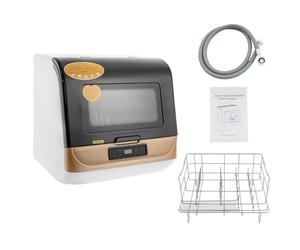 Mini lavavajillas, 800 W, IPX1, lavavajillas de mesa con 3 programas de lavado, pequeño, para oficina, camping, caravana, espacio para 12-20 cubiertos, 45 x 40 x 44,8 cm (oro)