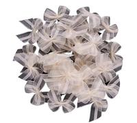Mini lazo 30/60 Uds lazos de cinta malla encaje multicolor Mini lazo satén flor for manualidades DIY Para Costura(Beige,30pcs)