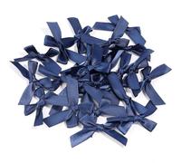 Mini lazo 50 Uds lazos de cinta raso decoración lazo pequeño boda for manualidades suministros DIY Para Costura(Dark Blue)