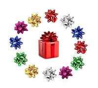 Mini lazo de regalo, lazo metálico de estrella de lazo de plástico PET PP Set de lazo de estrella de Navidad, cumpleaños decoración de fiesta (5 colores), Diameter :1 Inch, Starbow-6color, 1