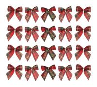 Mini Lazos navideños 20 Piezas Lazos a Cuadros Vintage Lazos artesanales Envolver Adornos para árboles de Navidad