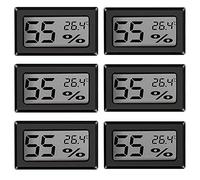 Mini LCD Digital Termómetro Temperature: 6 Pack Mini Higrómetro Termómetro Interior Digital Termómetro Higrómetro Humidity Tester Higrómetro para Invernadero Coches Hogar Oficina Celsius (°C)