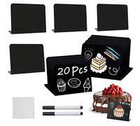 Mini Letreros de Pizarra de Pie 20 Piezas Pizarras pequeñas de tiza Fácil de Escribir y Limpiar Mini Letreros de Pizarra de Plástico para Etiqueta de Precio Boda Panadería Fiesta 7.5 x 10cm Negro