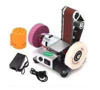 Mini lijadora de banda eléctrica, pulidora DIY, amoladora multifuncional, afilador de bordes con 10 Uds. De bandas de lijado,Bajo nivel de ruido(Set3)
