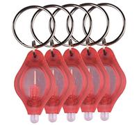 Mini linterna con llavero, 5pcs luz LED portátil, llavero super brillante Antorcha del bolsillo de la lámpara, Lámpara colgante del llavero para áreas oscuras Camping/Caza/Senderismo, Rojo