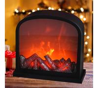 Mini Linterna de Chimenea, Adorno de luz de Chimenea Falsa de 12 Pulgadas LED con Temporizador, Decoraciones de Escritorio de lámpara de Chimenea eléctrica USB para la Oficina en casa Año Nuevo Navid
