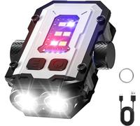 Mini linterna EDC con flash rojo y azul, pequeña linterna giratoria de la punta de los dedos LED súper brillante, USB C recargable llavero linterna portátil (blanco)