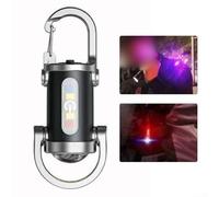 Mini linterna LED con llavero con batería recargable, modos alto/bajo/intermitente y carga externa del teléfono para viajes