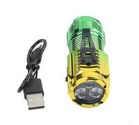 Mini linterna LED para acampar al aire libre, linterna recargable magnética de triple ojo con carga rápida tipo C y clip de bolígrafo, luz impermeable (E)